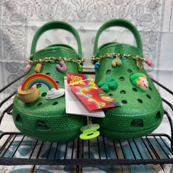 NEW Crocs Lucky Charms Green Men\'s Size 10 Clog with Rainbow & Charm Accents main image 10